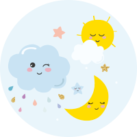 Nuage, lune et soleil adorables